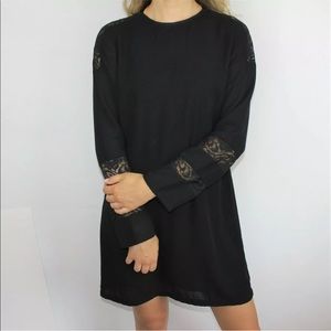 ZARA Long Sleeve With Lace Panels Dress XS